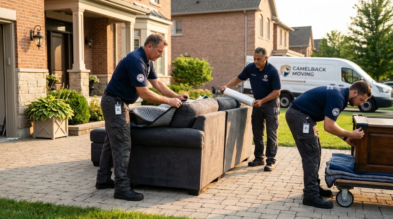 Large estate moving crew wrapping furniture in Eudora, KS